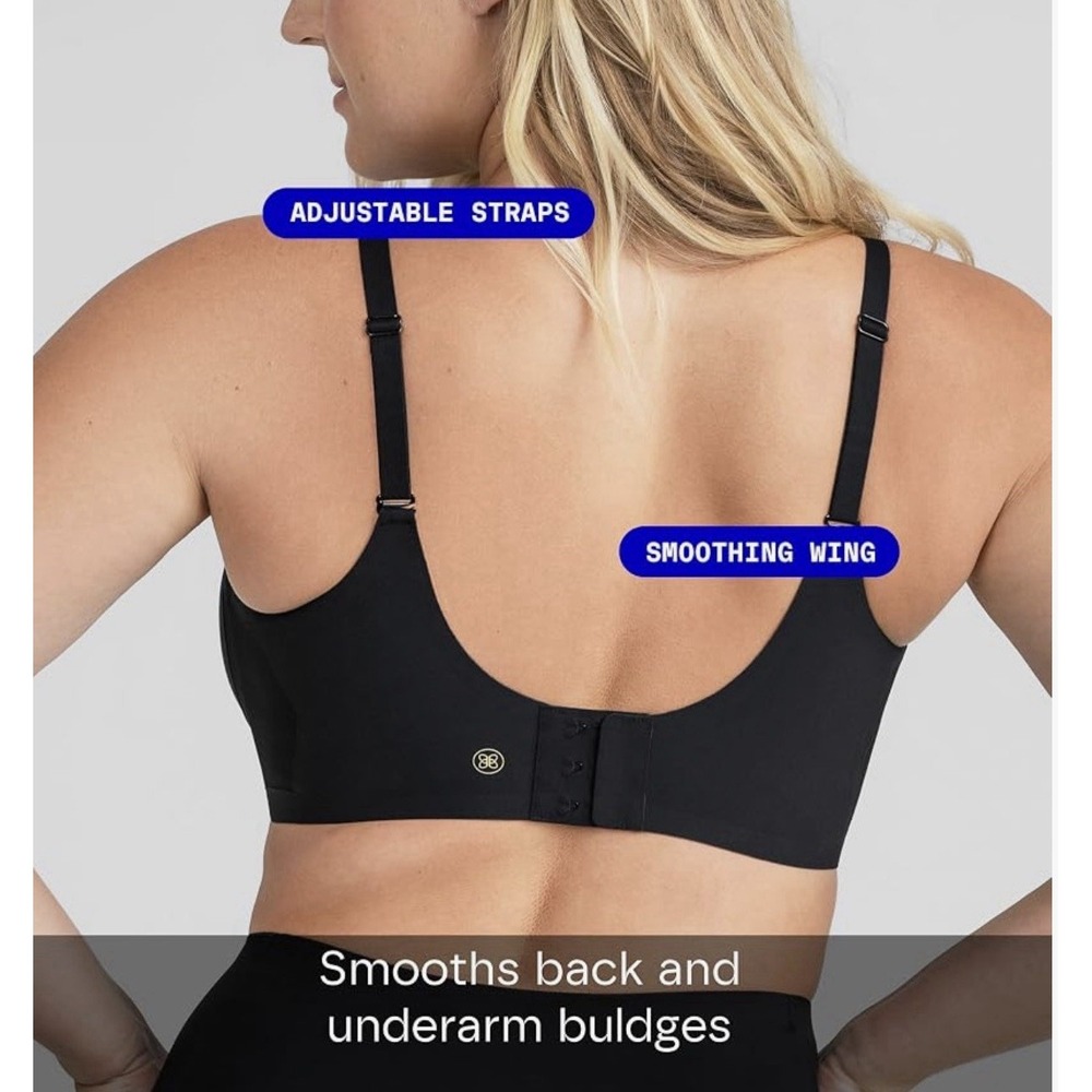 HONEYLOVE CrossOver Wireless Bra Sz XS Smoothing Lift Black Mesh Worn Once Soft! - Picture 3 of 11